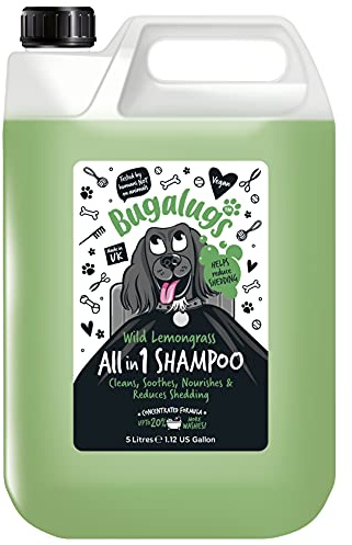 BUGALUGS Dog Shampoo All in 1 shampoo & conditioner dog grooming products for smelly dogs with fragrance, best vegan pet puppy shampoo, professional groom (5 Litre)