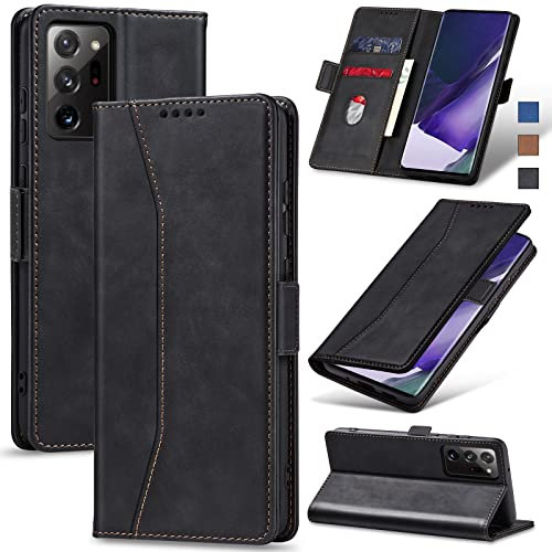 Jasonyu Handyhülle für Samsung Galaxy Note 20 Ultra 5G/4GHülle Leder Flip Klappbare Stoßfeste Magnetische Premium PU Leder Standfunktion Kartenfächern Schutzhülle Klapphülle,Schwarz