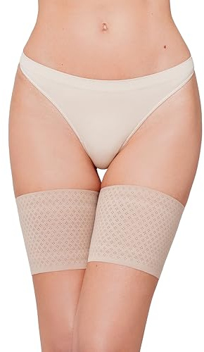 Annes styling Openwork - Banda fina para el muslo antirozaduras, elástica, cómoda, estilo casual, evita rozaduras, con rayas de silicona, lencería para mujer, Visone, XL