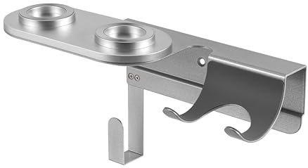 PureMounts® Haartrochner-Wand-Halterung kompatibel für Dyson® Supersonic, Magnetbefestigung, Kabelmanagement, bis zu 5kg Tragkraft, Silikonpolster, grau-metallic