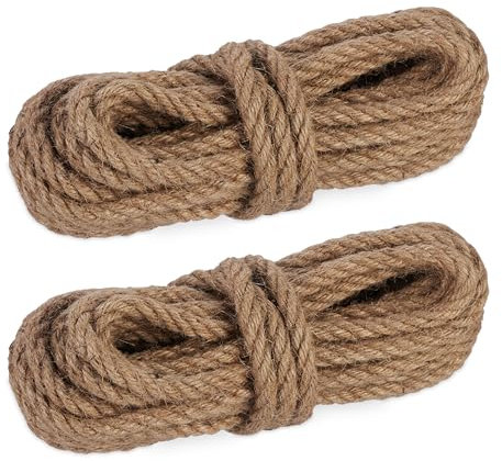 Relaxdays Juteseil 10 mm, 2er Set Naturseile je 10 m, biologisch abbaubar, Basteln, Garten, Verpackung, Kordel, Natur