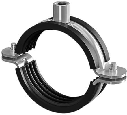 Schraubrohrschellen Rohrschelle Stahl verzinkt Verschiedene Größen (Zweiteilige Rohrschelle mit Gummibelag, 102-108mm/1 Stück)