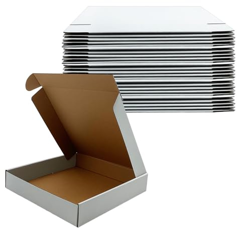 11x11x2 Inches Shipping Boxes Set of 25,White Corrugated Mailing Cardboard Box Literature Mailer for Packing Small Business Moving Storage, E-Commerce Packaging Mailing Boxes Gift Boxes for Presents