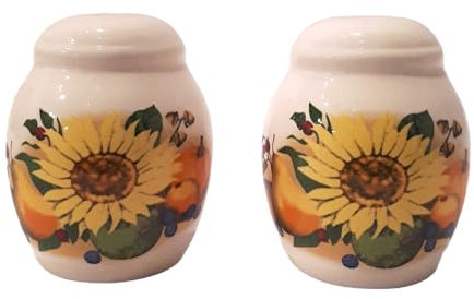 Juego de salero y pimentero de cerámica decorada