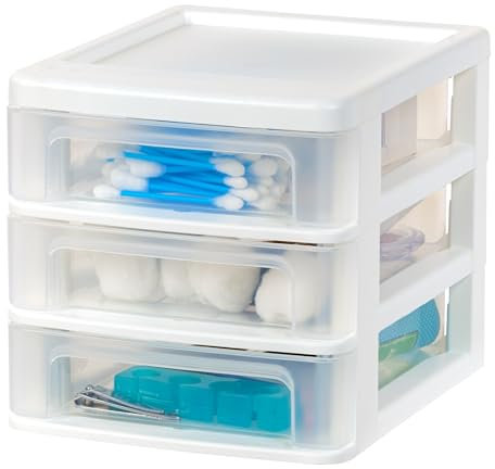 Iris Ohyama, Tour de Rangement Plastique, 3 Petits Tiroirs, Blanc, Ouverture Facile, Format B6, Meuble, Organisateur, pour Bureau, Fournitures Scolaires, Papeterie, Sans BPA, CDD-XS3