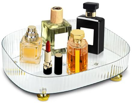 Mulaibdin Bandeja Organizadora Decorativa para Perfumes, Maquillaje, Joyas y Cosméticos - Moderna para Baño, Dormitorio, Salón, Vestidor, Habitación (Blanco)