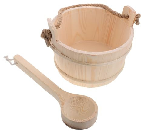 Alipis Wood Sauna Bucket Set Beige Wooden Portable Steam Room Accessory