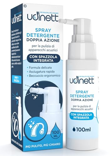 Spray Limpiador para Audífonos de 100ml con Cepillo Integrado Udinett Sanitizante para Limpiar Auriculares Bluetooth Secado Rápido Elimina Cerumen Polvo y Bacterias