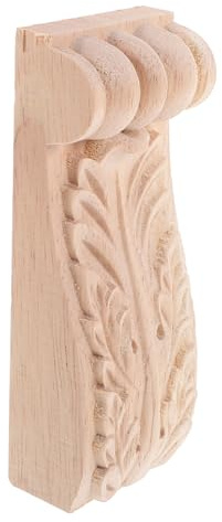 OUNONA Solid Wood Stigma European Style Carved Wood Corbel for Corner Decor Unpainted Wooden Corbels for Home Decor for Furniture Overlays