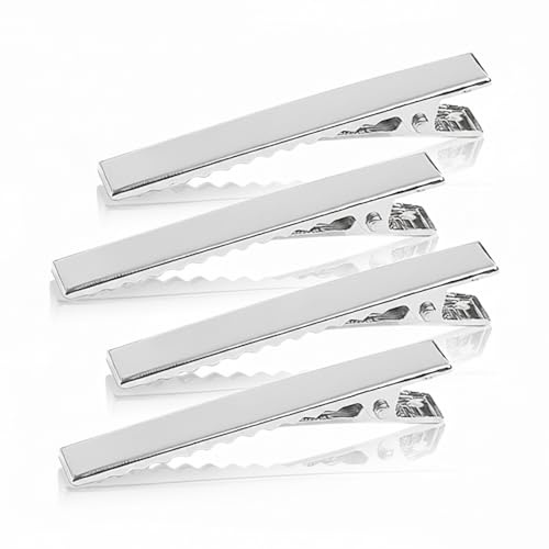 Hopzab 4 Pcs Men’s Tie Clips–Stainless Steel Necktie Bars and Tie Pins,Classic Metal Tie Clips for Business,Wedding,Formal Events,Daily Office Wear(Silver)