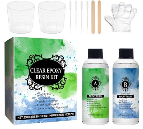 Kit De Résine-kit Résine Époxy 2x3 Onces, Kit De Jetage, Durcissant, Bâtons De Déménagement, Tasses De Mesure, Moulage De L'Auto-Alteo-Alteo-Alteo-Gloss Auto-jaune Pour La Réparation De Gi