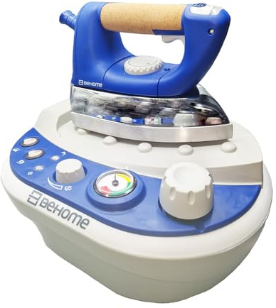 BEHOME Ferro da stiro a Vapore continuo con caldaia 2200W, Serbatoio 1L, Manometro per monitorare il Vapore, 3 bar, silenzioso, adatto a tessuti delicati, Brocca integrata e manico anti-scottatura