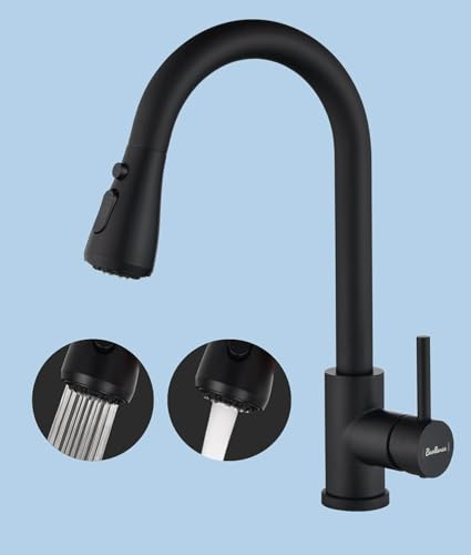 Baollansa Kitchen Tap,Kitchen Mixer Taps with Pull Out Sprayer, Kitchen Taps Swivel Spout with 2 Modes Spray,Kitchen Sink Taps 360°Rotatable (Black)