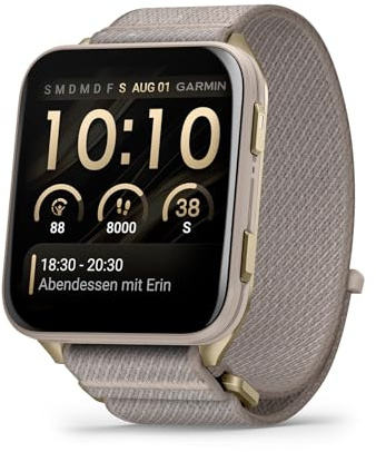 Garmin Venu X1, Montre connectée GPS avec écran AMOLED 2″, Lampe LED, boîtier Ultra Fin de 8 mm, Plus de 100 Sports intégrés, jusqu'à 8 Jours d'autonomie en Mode connectée, Soft Gold