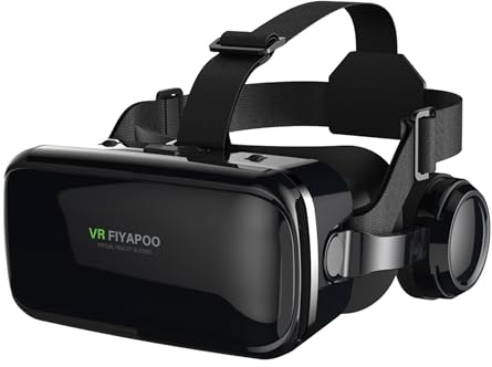 FIYAPOO Gafas VR 3D con Auriculares - Gafas Realidad Virtual para Películas & Juegos. Universalmente Compatible con Android & iPhone (4,7-6,7 Pulgadas). Excelente