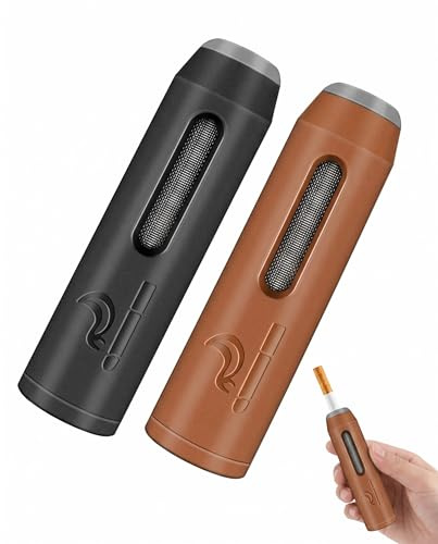 YIPFEN Ceniceros Portátiles, 2 Piezas (Negro y Marrón), Diseño Compacto Antigoteo, Para Interior de Coche y Camping, Controla Cenizas sin Desorden