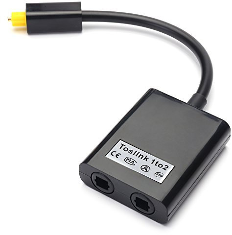 CY Dual-Port-Audio-Adapter Toslink Digital optisch Audio-Splitter Glasfaser-Audio-Kabel schwarz