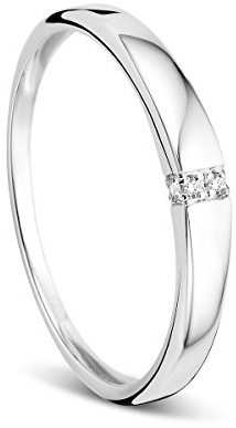 Orovi Memoire, anello da donna per matrimonio o fidanzamento, in oro bianco da 9 carati (375) con diamanti da 0,02 carati e Oro bianco, 56 (17.8), colore: gold, cod. OR72341R56
