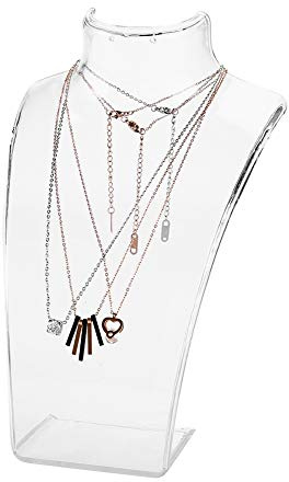 Mannequin Jewelry Display, 3 Colors Jewelry Bust Necklace Stand Freestanding Acrylic Jewelry Display Retail Earring Jewelry Accessories Jewelry Display Rack Model, Black, White, Transparent (Clear)