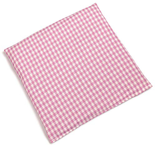 Cuscino termico in semi di colza, 24 x 24 cm, in tessuto biologico, colore: rosa/bianco
