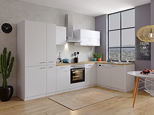 respekta Küche Küchenzeile Küchenblock Winkelküche Weiß Malia 310 x172 cm