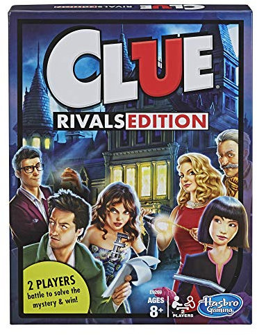 Brettspiel Cluedo - Edition für Rivalien, Eins-zu-Eins-Spiel für 2 Spieler, schneller Spielverlauf, für Kinder ab 8 Jahren, klassisches Detektivspiel: Entdecken Sie, wer das Verbrechen begangen hat