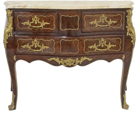 Casa Padrino Comò Barocco Marrone con Piano in Marmo Color Crema 120 cm Fatto a Mano - mobili Barocco in Stile Antico