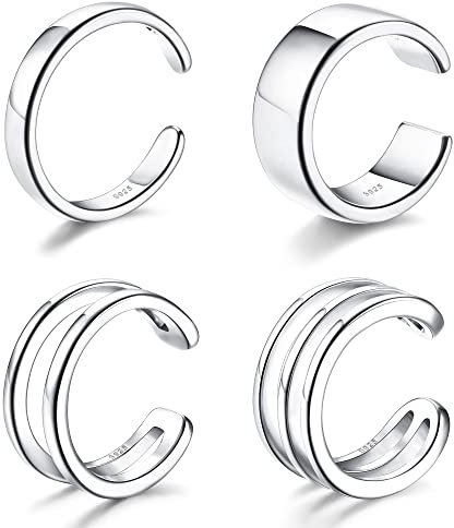 Diamday Silber 925 Ear Cuff Ohrringe für Damen Ohrmanschette Ohrklemme Clip Earcuffs Silber/Gold Fake Piercing Helix Ohr Manschette Ohrringe Mädchen