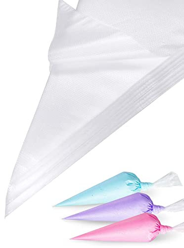 zukent 50 sacchetti per tubazioni usa e getta per glassa sacchetti spessi in plastica anti-scoppio per torte, cupcake, biscotti, dessert, glassa, adatto per amanti della cottura professionale, 46 cm