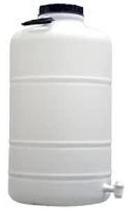 HELGUEFER - Bidon 50 Litros con Grifo Plástico | Bidon Redondo Apto para Uso Alimentario, Reutilizable | Garrafa Agua con Cierre Hermético, Cómoda, Fácil de Usar | Para Camping o Cocina