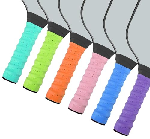 6Pcs Pickleball Paddle Grip Tape, Pickleball Anti-Slip Perforated Super Absorbent Pickleball Overgrip Handle Replacement Wrap for Pickleball Paddle