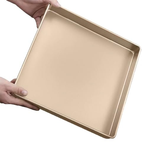 DeJivsin 11 Inch Baking Tray (Gold), Square Tin, Cake Tray for Oven, Stainless Steel Non-Stick Coating, Baking Tray for Bread Tools