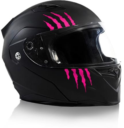 Finest Folia Kratzer Helm Aufkleber 2er Set 7,5x7,5cm Monster Sticker Kralle Deko für Motorrad Helm Auto Motorradhelm Kratzspuren selbstklebend wasserfest K173 (Neon Pink)