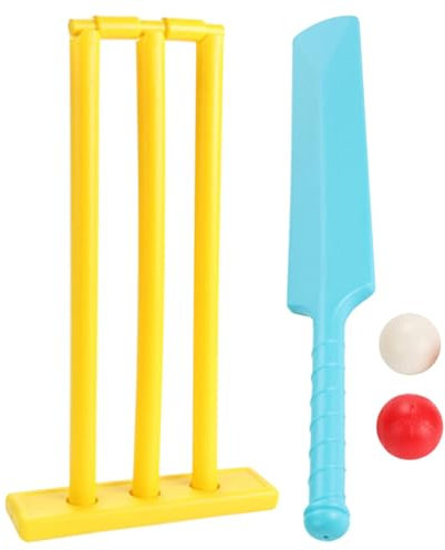 Cricket Set Cricketspiele Cricket-Stümpfe Kinder PP BPA-freie Cricket-Fledermaus-Set-Eltern-Kinder-Cricket-Spiel mit Stümpfen und 2 Bällen Cricket-Kit für Garten, Strand, Heimspiel zufälliger Farbe