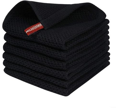 Whychstore Paño de limpieza de fibra, trapos de limpieza sin rayas, paño de limpieza de cocina para eliminar partículas de grasa de microondas, platos, ollas y sartenes (negro)