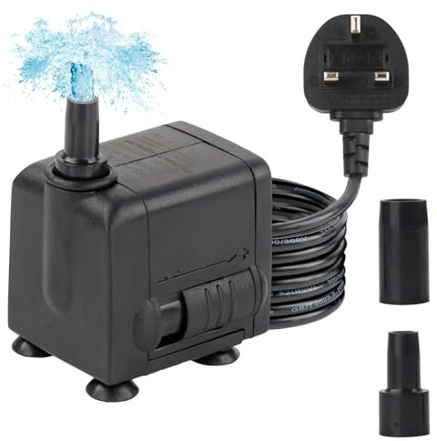 Discoball Mini Submersible Water Pump 600L/H 8W Adjustable Ultra Quiet Small Water Pump Fish Tank Water Pump with 2m/6.5ft Power Cord for Pet Fountain Aquarium Fish Tank Pond, Hydroponics Statuary