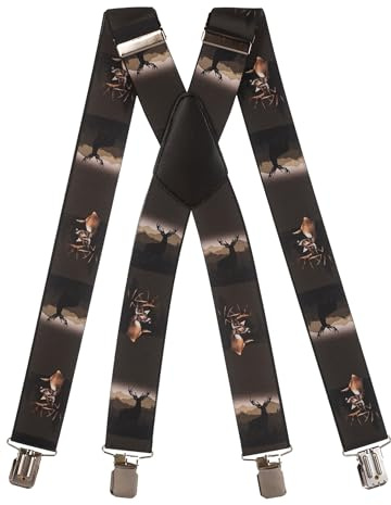 Olata Hosenträger extra starken mit 4 Clips X-Form, Gedruckt Design - 4cm. Hirsch
