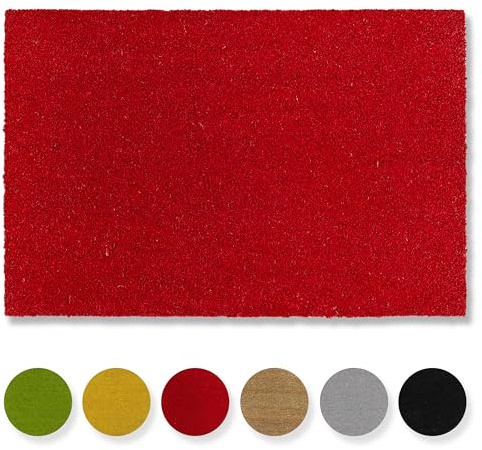 Carpido Zerbino in cocco antiscivolo - 40 x 60 cm rosso - Fibra naturale sostenibile per esterni coperti - 100% cocco - Tappetino per ingresso