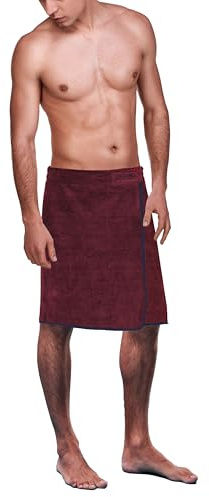 ADAMO Kilt de sauna XXL Lahti, pour homme, grandes tailles, avec fermeture velcro, 65 x 210 cm, bordeaux