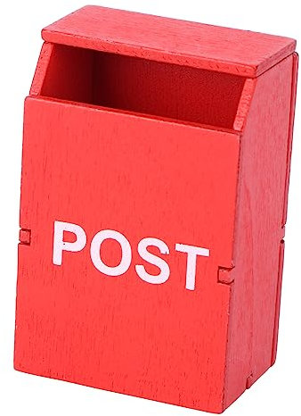 HOUDERCO 1 Pc Buzón Decorativo Accesorios Decorativos Para El Hogar Letras Miniatura Mini Suministros Para El Hogar. Mini Buzón De La Casa Muebles De Mini Casa Mini Muebles De Madera Rojo