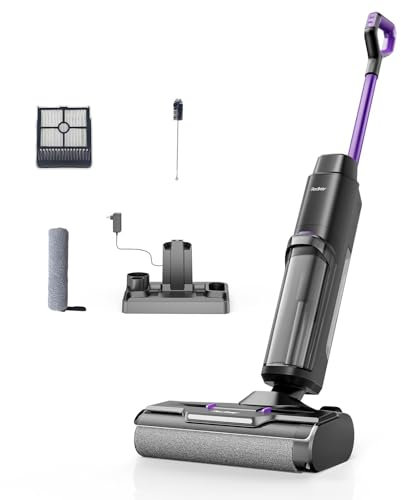 Redkey W15 Nass Trockensauger Akku,Selbstreinigender Mopp-Staubsauger,Kantenreinigung 6 mm,Dual-Wassertank-Unterstützung, 3 Reinigungsmodi,LED Spracherinnerung Geeignet für Hartböden,Selbstreinigung