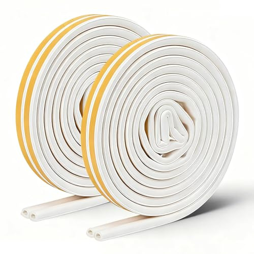 Cinta de espuma autoadhesiva para junta de puerta, junta de ventana, aislamiento acústico resistente a las inclemencias del tiempo, 9 mm x 7,5 mm (blanco 12 m), adhesivo fuerte para junta de puerta de