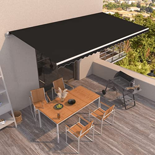 Infällbar 600 x 350 cm antracit hopfällbar armmarkis – perfekt för utomhusbruk idealisk för dörrar uteplatser balkonger och fönster – väderbeständig solskyddslösning
