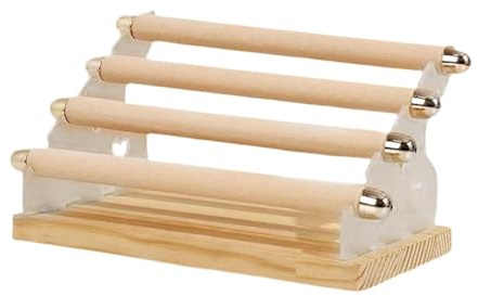 siduytin Espositore per anelli, esclusivo portagioie a 4 livelli per la casa, la camera da letto, toeletta, in pelle bianca, Velluto beige, 21x12x12cm