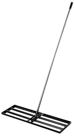 Aqbau Gräsmattnivellator 75 x 25 cm med 175 cm teleskophandtag, stabil utjämningsräka av stål för att balansera gräsmattan, fördela gräsmattsand och gräsmatta, trädgårdsverktyg
