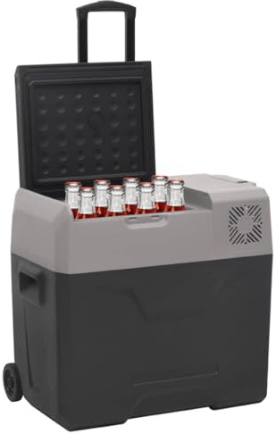 Tomostar Glacière Électrique, Glacière à Compression Mini Réfrigérateur de Voiture Camping avec roue et poignée noir et gris 40 L polypropylène