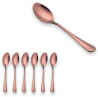 Berglander Titanium Roségold Vergoldet Edelstahl Kupfer Farbe Minilöffel, Kaffeelöffel, Kupfer Mokkalöffel, Packung mit 6