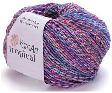YarnArt Jeans Tropical Sport Yarn – 55% Cotton, 45% PAC – Multicolor Knitting & Crochet Yarn – 50g (174 yds) | Soft, Durable & Lightweight | Perfect for Amigurumi, Clothing & Accessories (622)