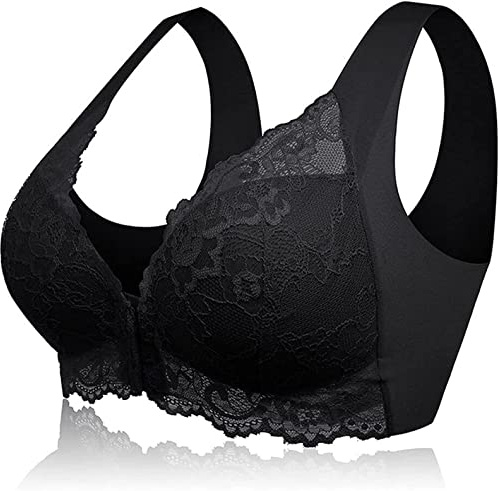 Ronronner Reggiseno Sportivo Donna Pizzo Senza Ferretto Cinghie Cinghie Reggiseno Senza Bretelle Reggiseno Yoga Sportivo Impunture Supporto Microfibra e Pizzo con Interno Coppe in Coton Nero XXL
