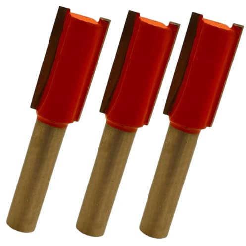 Rennie Tools - 3pcs 1/2 Cutting Diameter x 8mm Shank x 26mm (1) Flute Extra Long TCT Tipped 2 Flute Straight Router Kitchen Worktop Cutter Bit. Compatible With Makita Bosch Trend Dewalt Router Etc